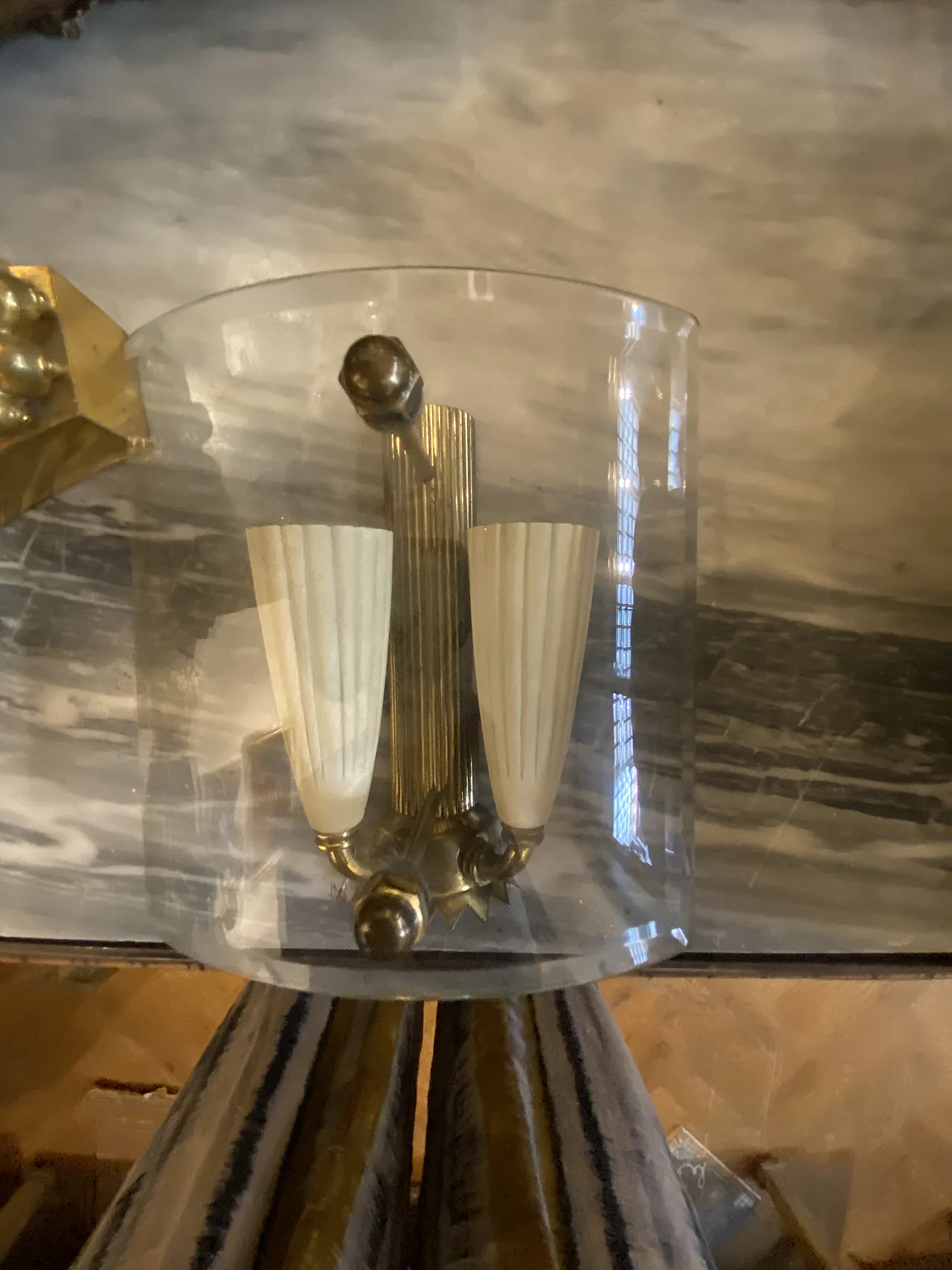 3 Applique da parete Gio Ponti in ottone con paralume in vetro 1