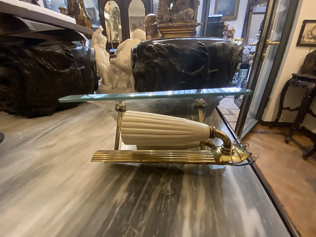 3 Applique da parete Gio Ponti in ottone con paralume in vetro 3