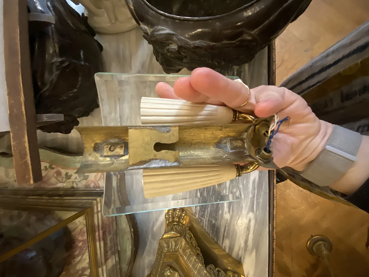 3 Applique da parete Gio Ponti in ottone con paralume in vetro 4