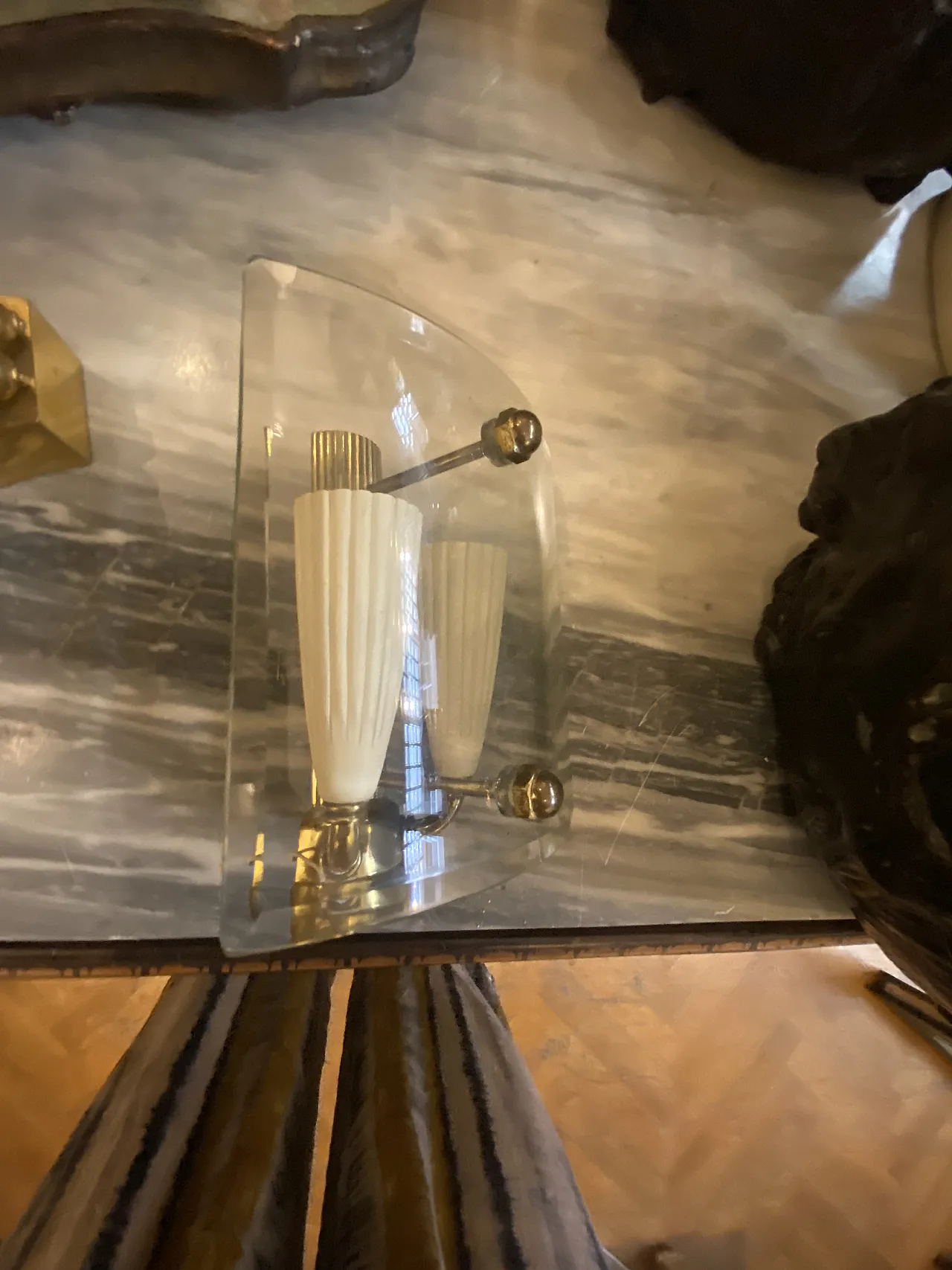 3 Applique da parete Gio Ponti in ottone con paralume in vetro 5