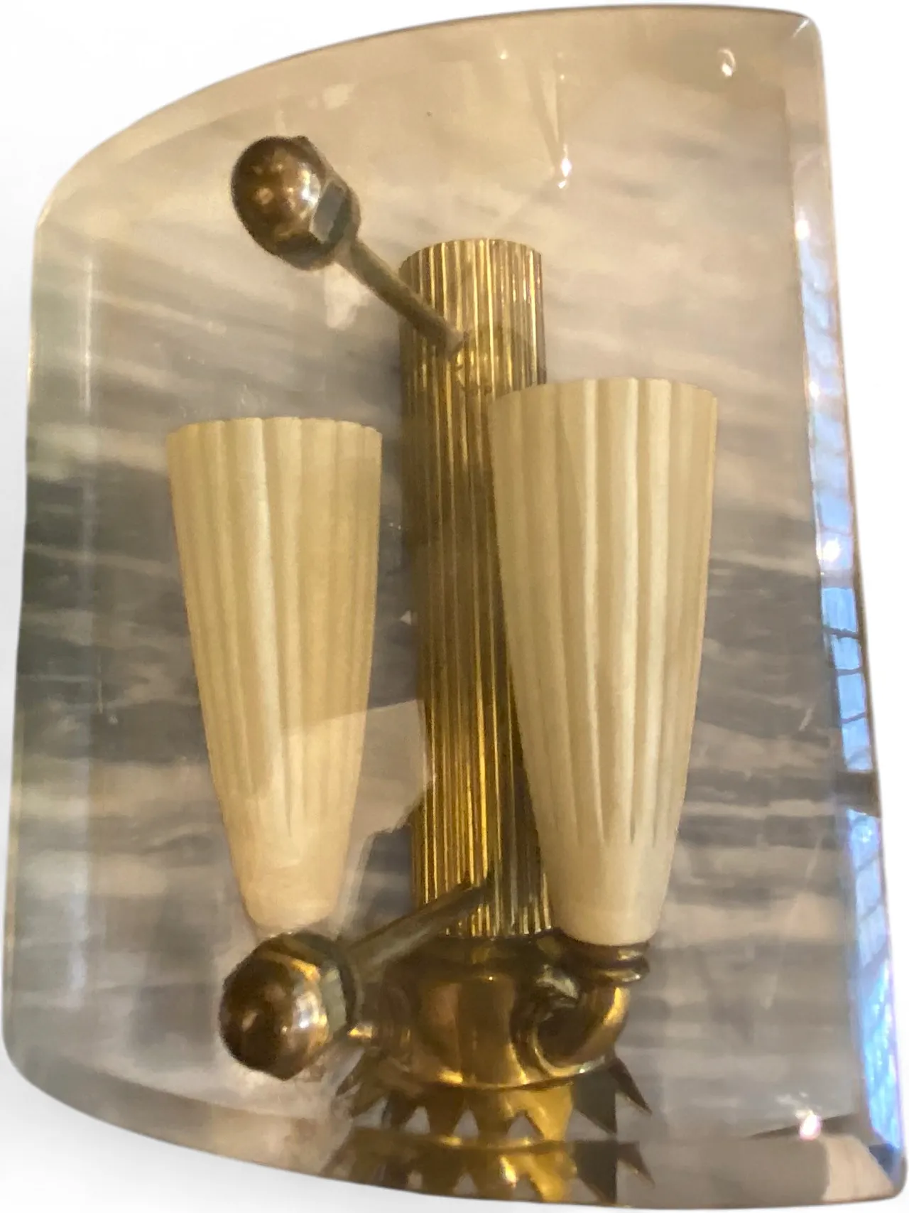 3 Applique da parete Gio Ponti in ottone con paralume in vetro 7