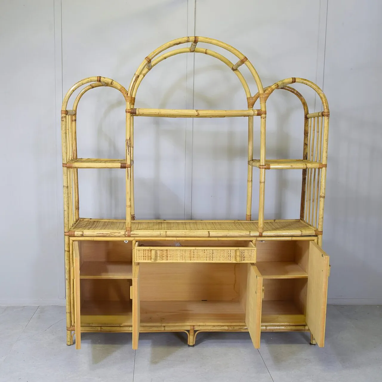 Bamboo and rattan cabinet from Vivai del Sud, 1960s 9