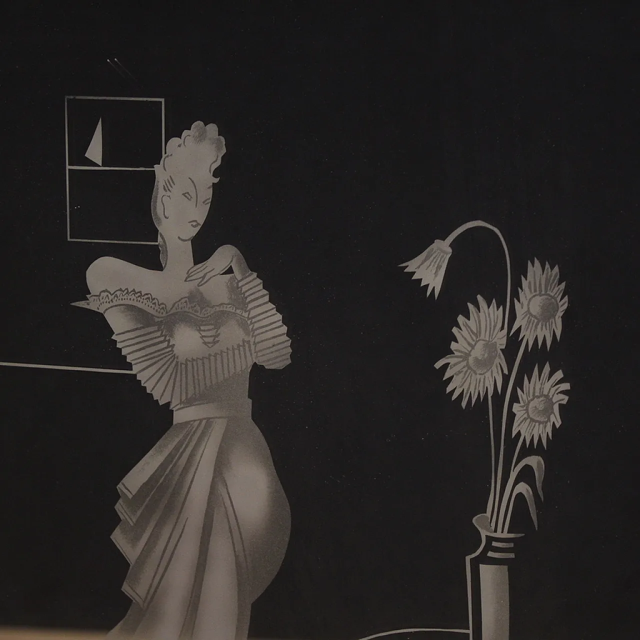 Specchiera italiana a mezzaluna con figura molata, anni '50 5