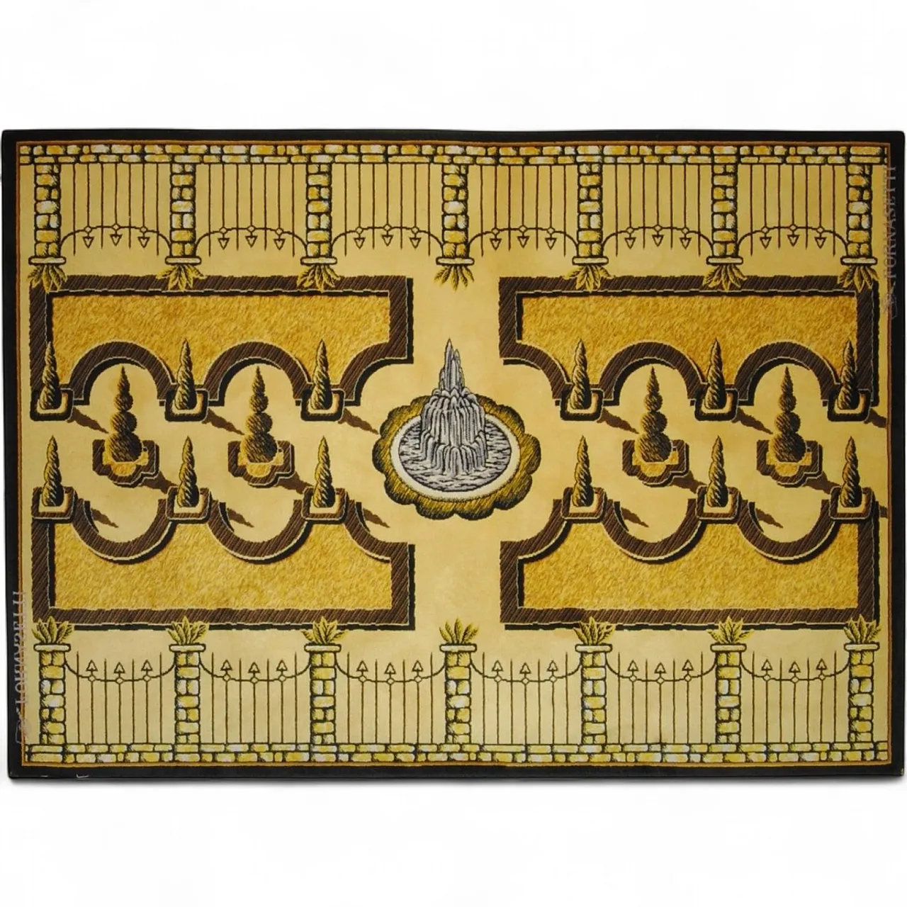 Fornasetti tappeto surrealista Giardini all'italiana giallo nero, '900 15