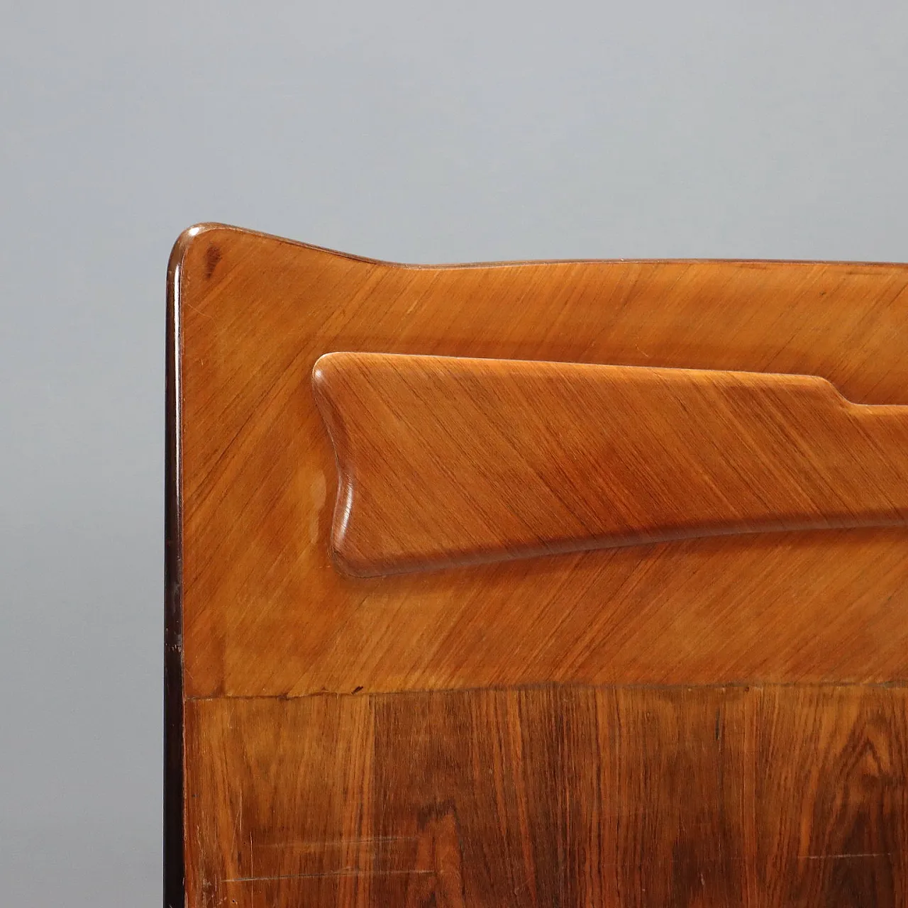 Letto matrimoniale in impiallacciatura di legno esotico, metà '900 6