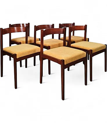 6 Sedie in palissandro di Giancarlo Frattini per Cassina, anni '60