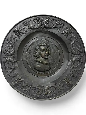 Piatto in bronzo e ottone, anni '30