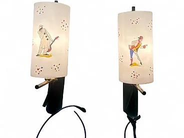 Applique con Pulcinella e Arlecchino, anni '50
