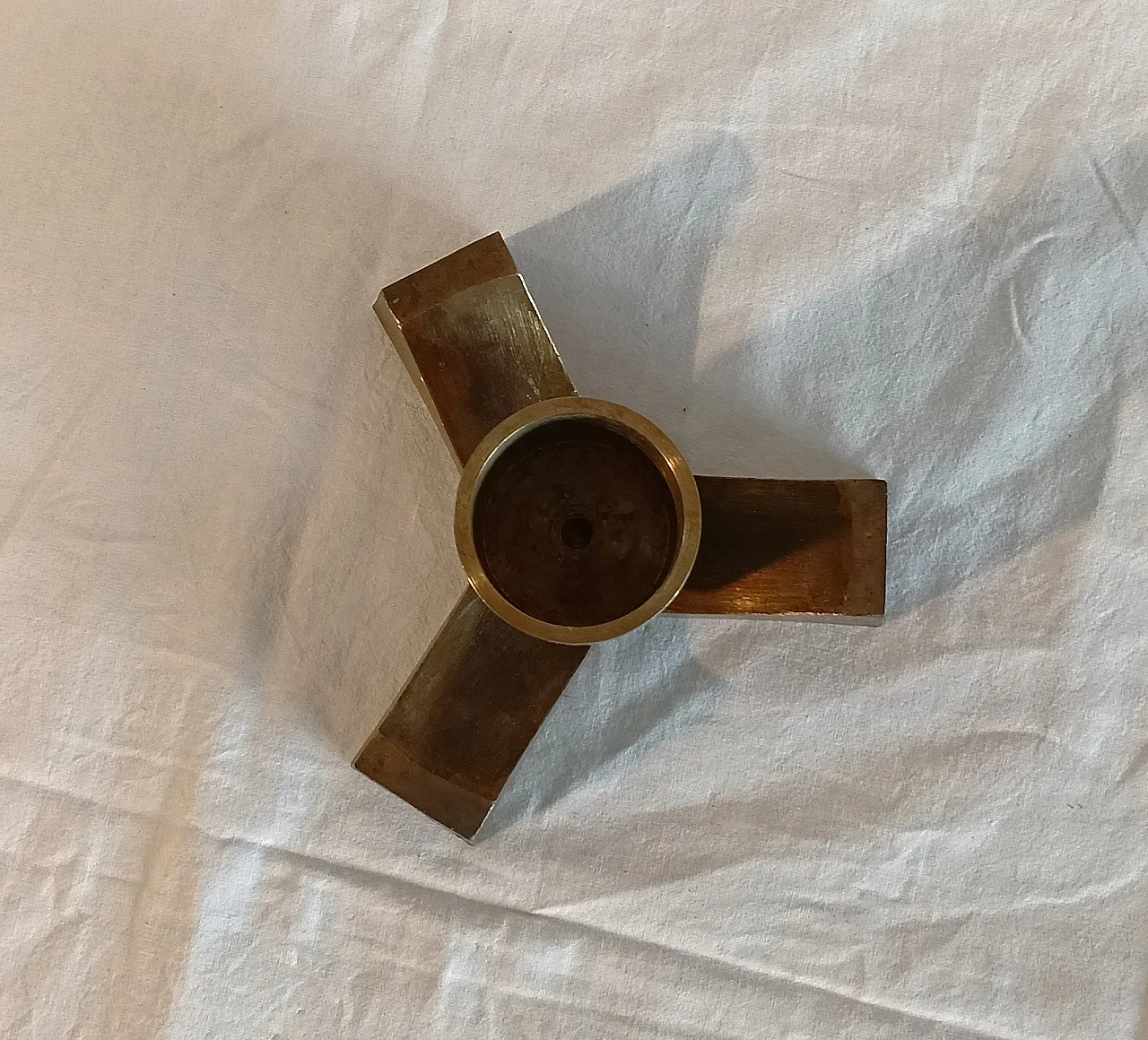 Portacandele in ottone massiccio, anni '60 5