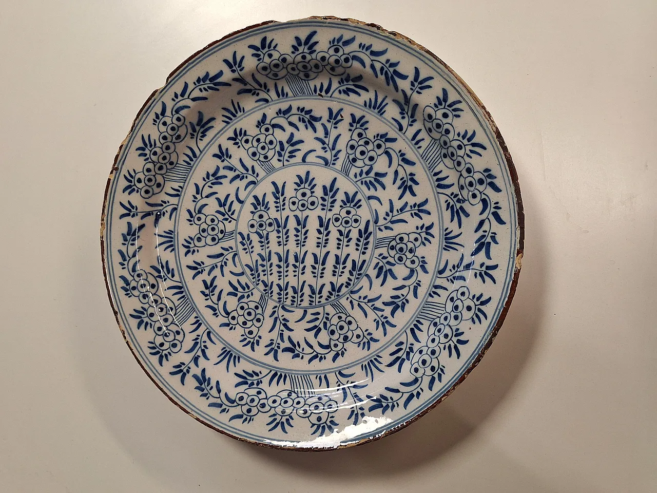 Piatto Maiolica Delft Olanda epoca 700' 13