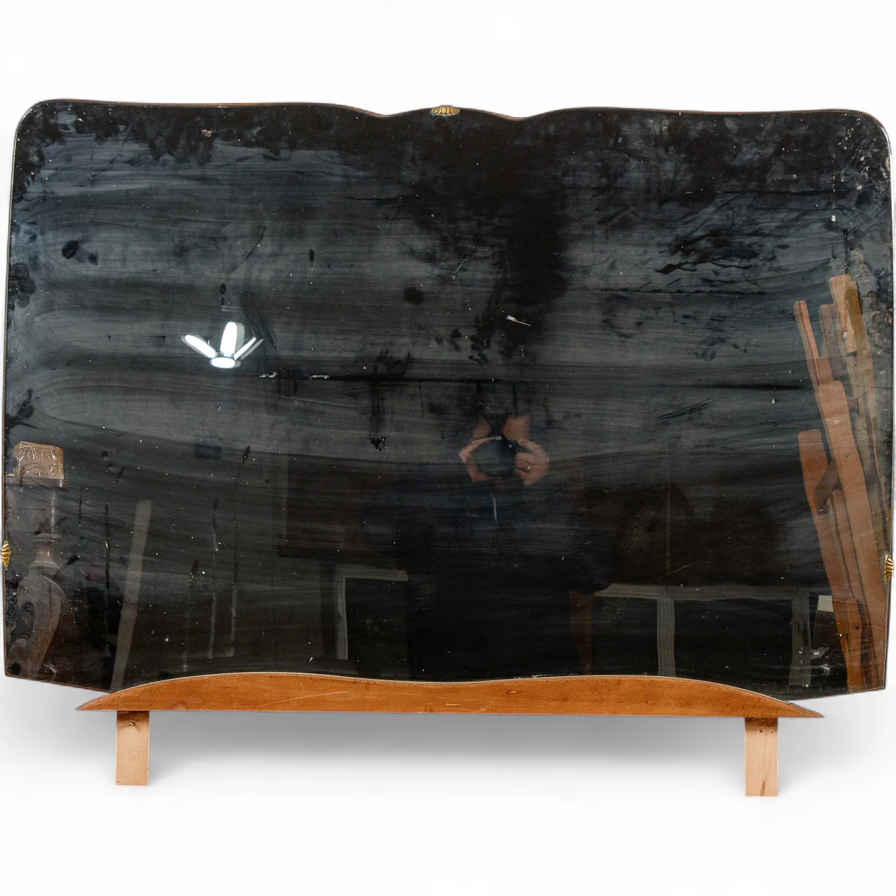 Specchiera sagomata grande con base in legno, '900 7