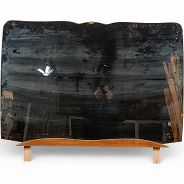 Specchiera sagomata grande con base in legno, '900