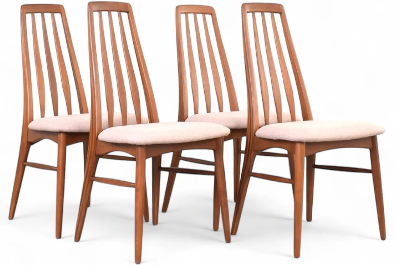 Sedie da pranzo Eva Mid-Century in teak e lana di Niels Koefoed per Koefoed 14