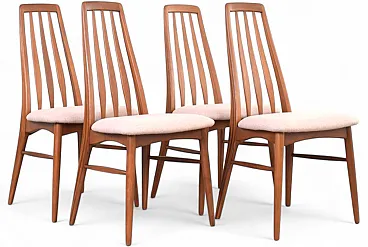 Sedie da pranzo Eva Mid-Century in teak e lana di Niels Koefoed per Koefoed