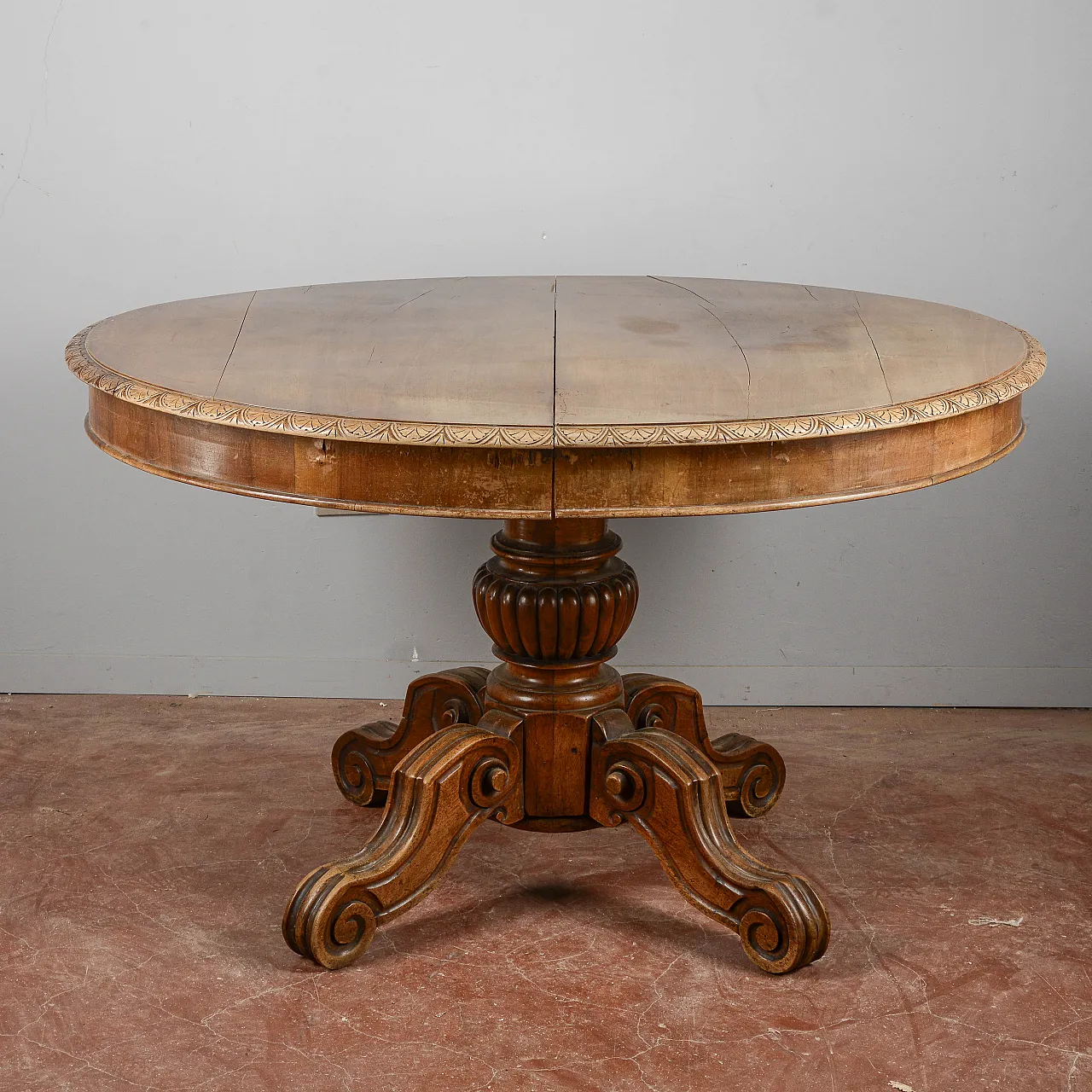 Tavolo ovale allungabile in legno, tardo '800 1