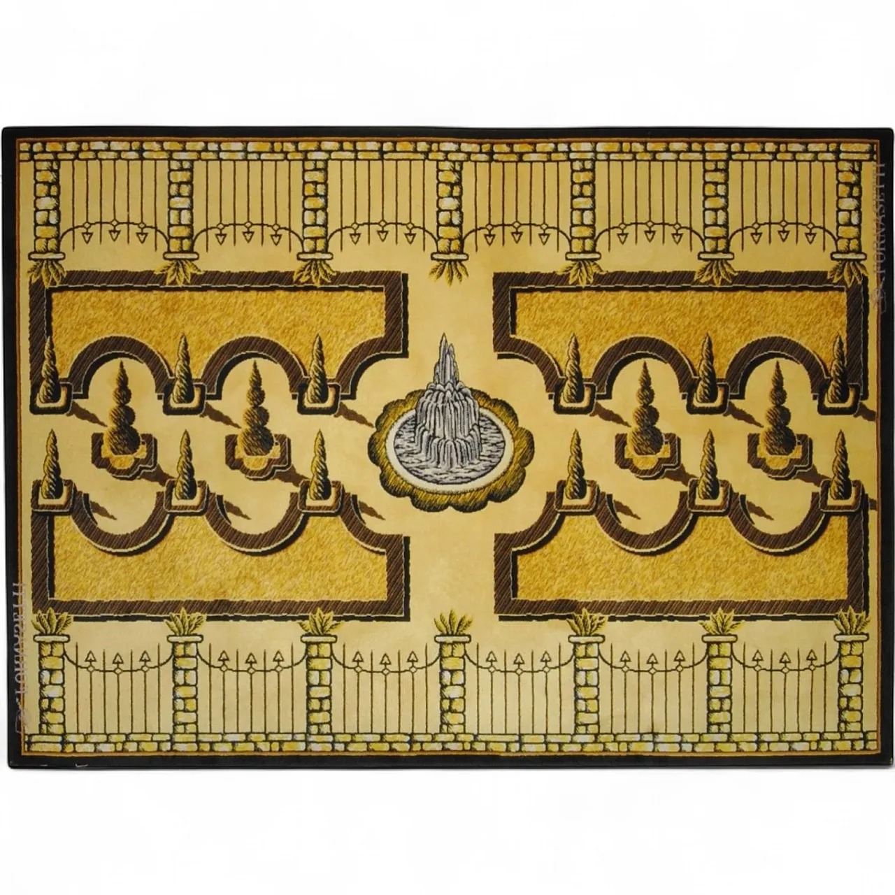 Fornasetti tappeto surrealista Giardini all'italiana giallo nero, '900 16