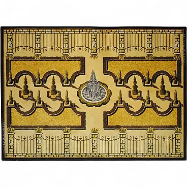 Fornasetti tappeto surrealista Giardini all'italiana giallo nero, '900