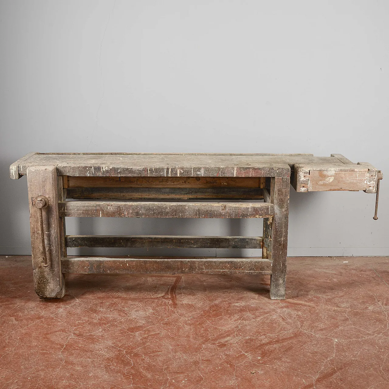 Tavolo da falegname industriale con doppia morsa, '900 1