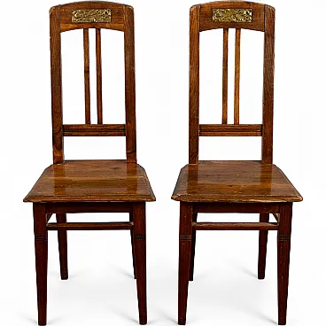 Coppia di sedie Liberty in legno, '900