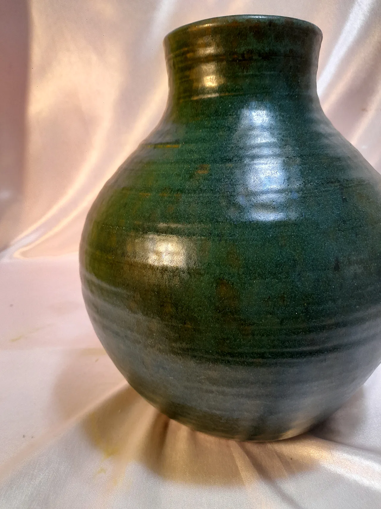 Vaso in terracotta smaltata verde interno nero, anni '70 7