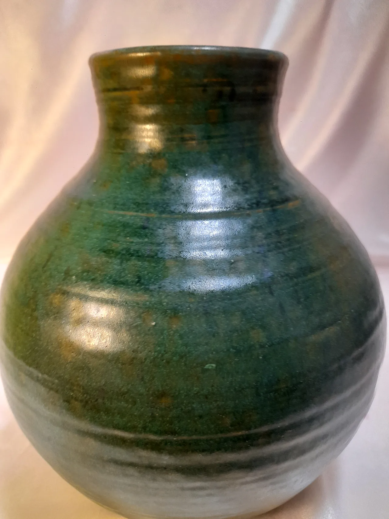 Vaso in terracotta smaltata verde interno nero, anni '70 8
