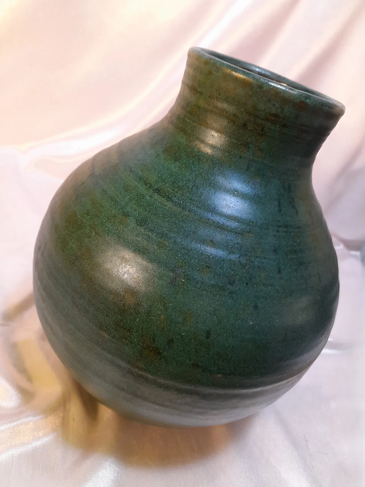 Vaso in terracotta smaltata verde interno nero, anni '70 10