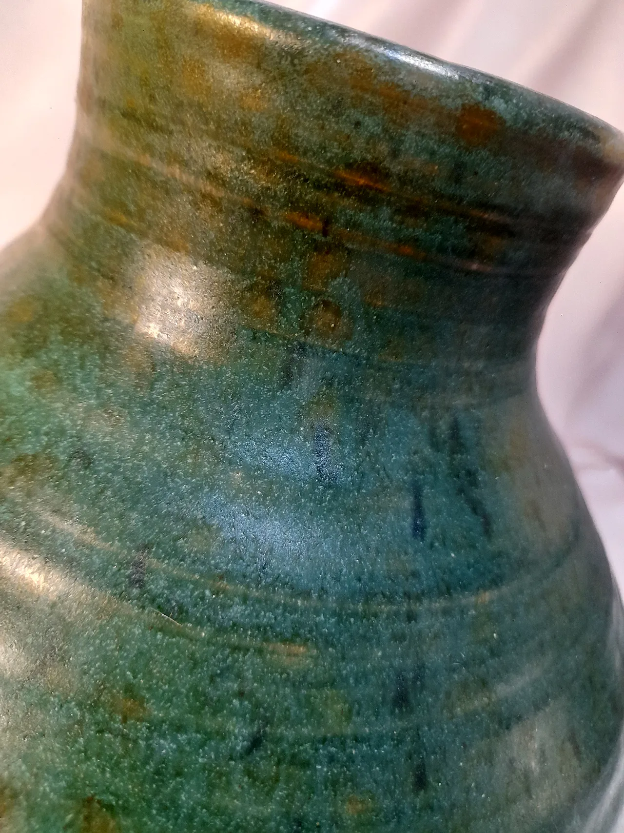 Vaso in terracotta smaltata verde interno nero, anni '70 11