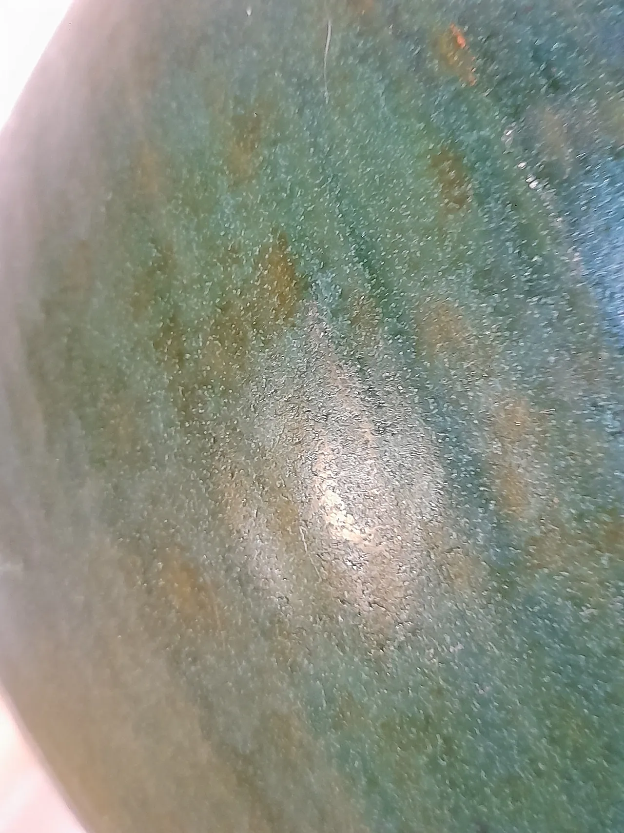 Vaso in terracotta smaltata verde interno nero, anni '70 15