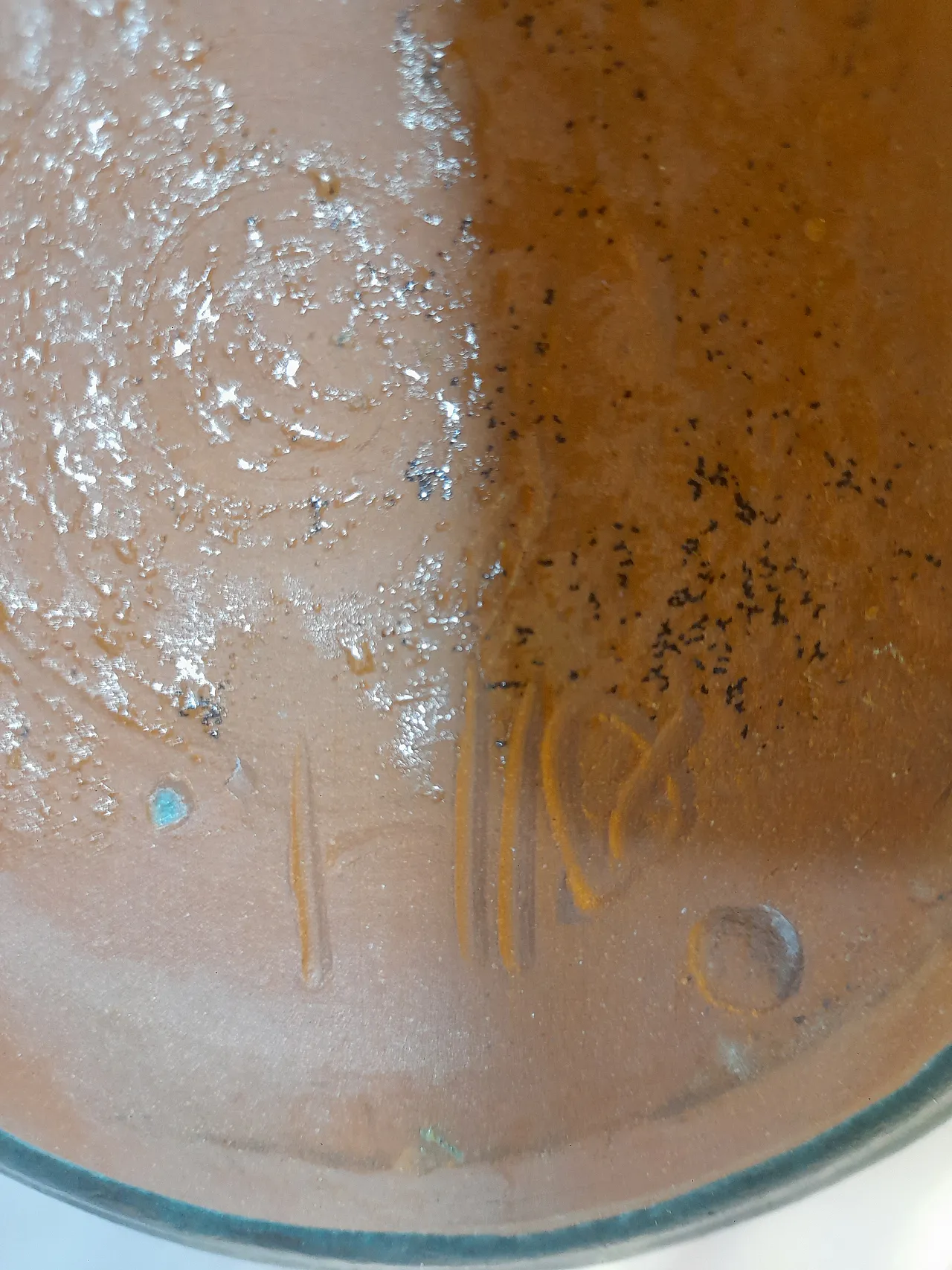 Vaso in terracotta smaltata verde interno nero, anni '70 21