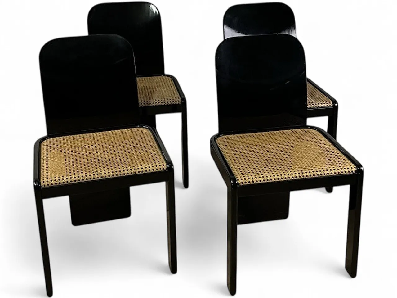 4 Sedie in legno e paglia di Pierluigi Molinari Pozzi, anni '70 19