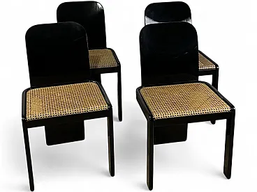 4 Sedie in legno e paglia di Pierluigi Molinari Pozzi, anni '70