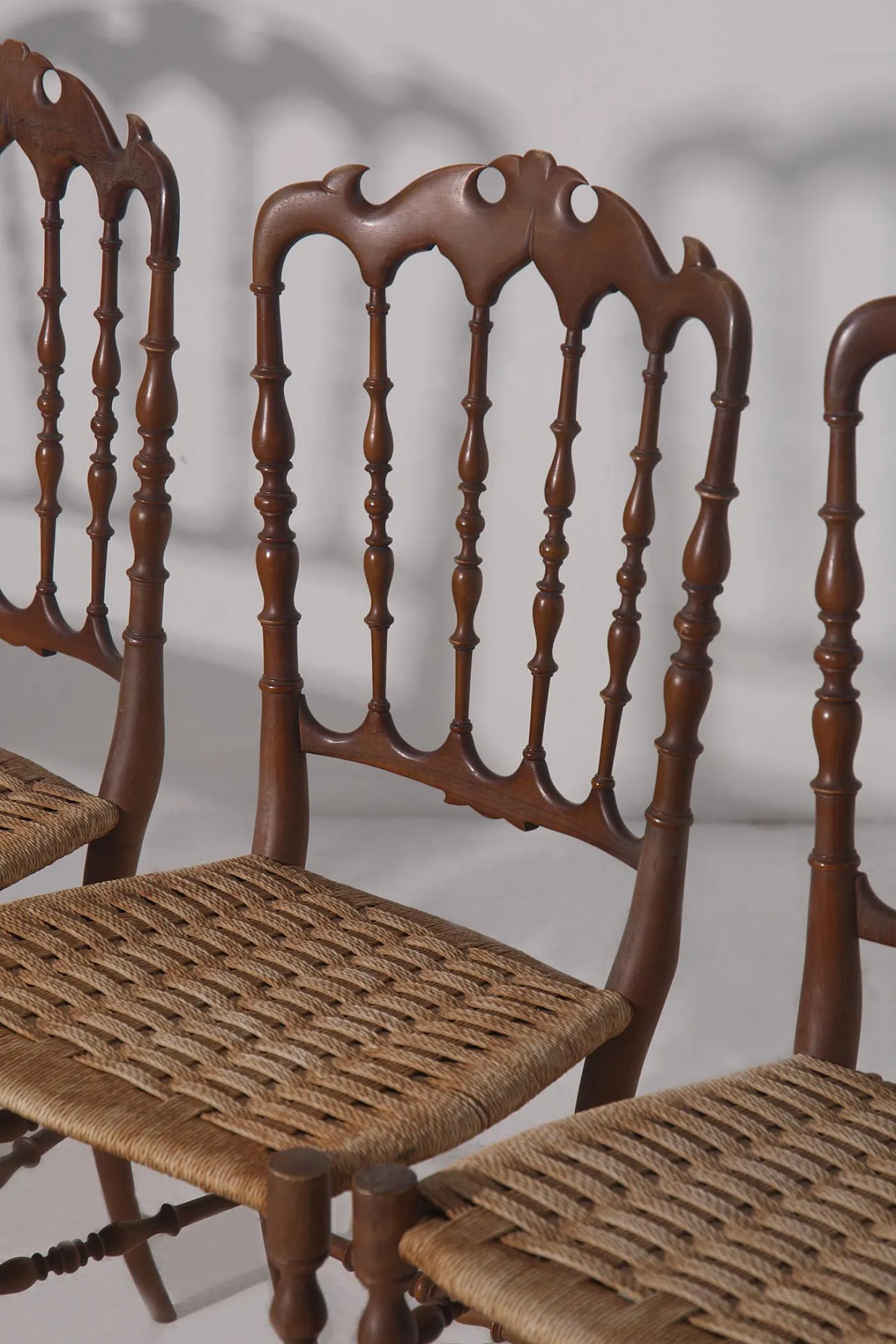 6 Chiavarine Chairs, Umbertine model with rope, mid-20th century 3