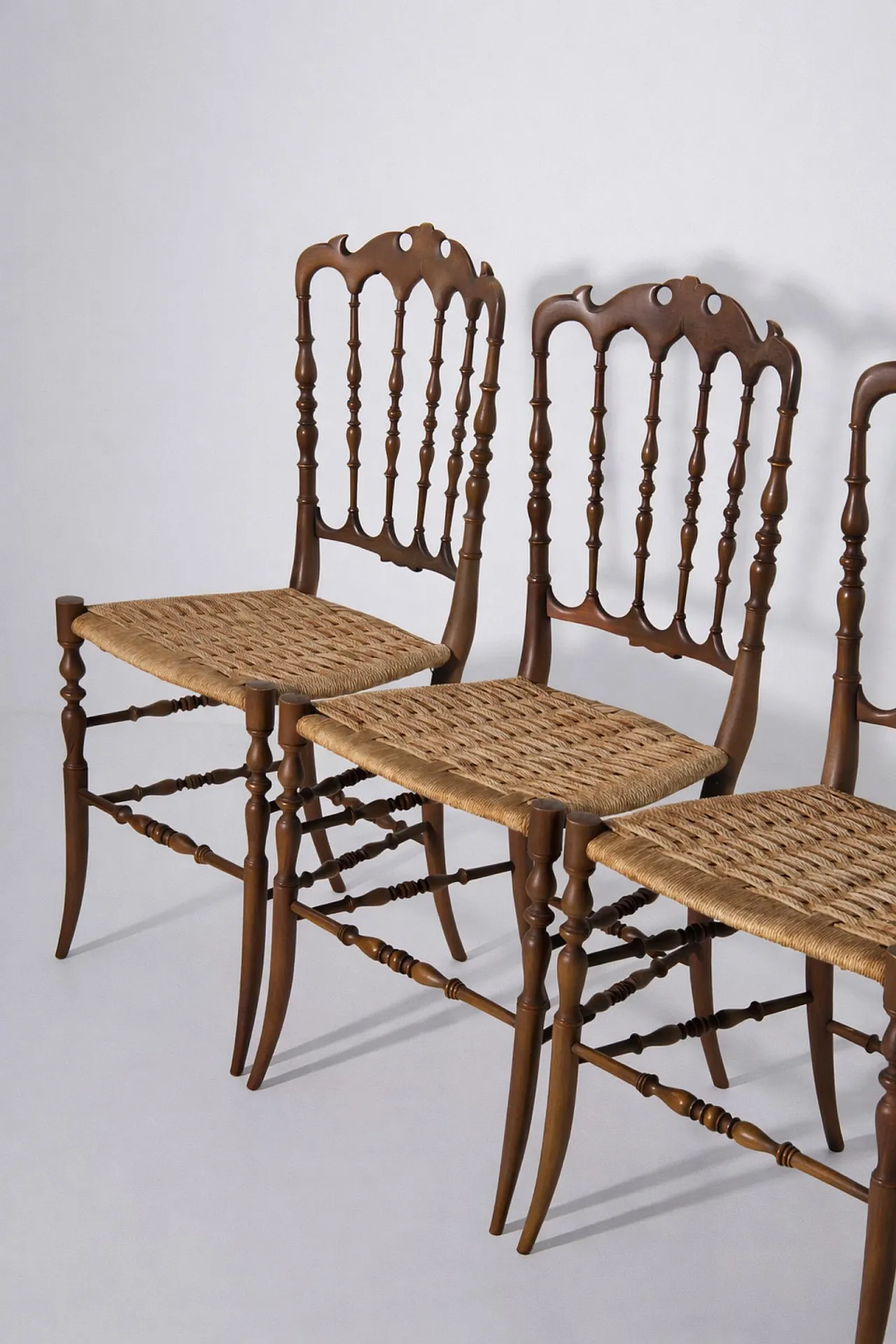 6 Chiavarine Chairs, Umbertine model with rope, mid-20th century 5