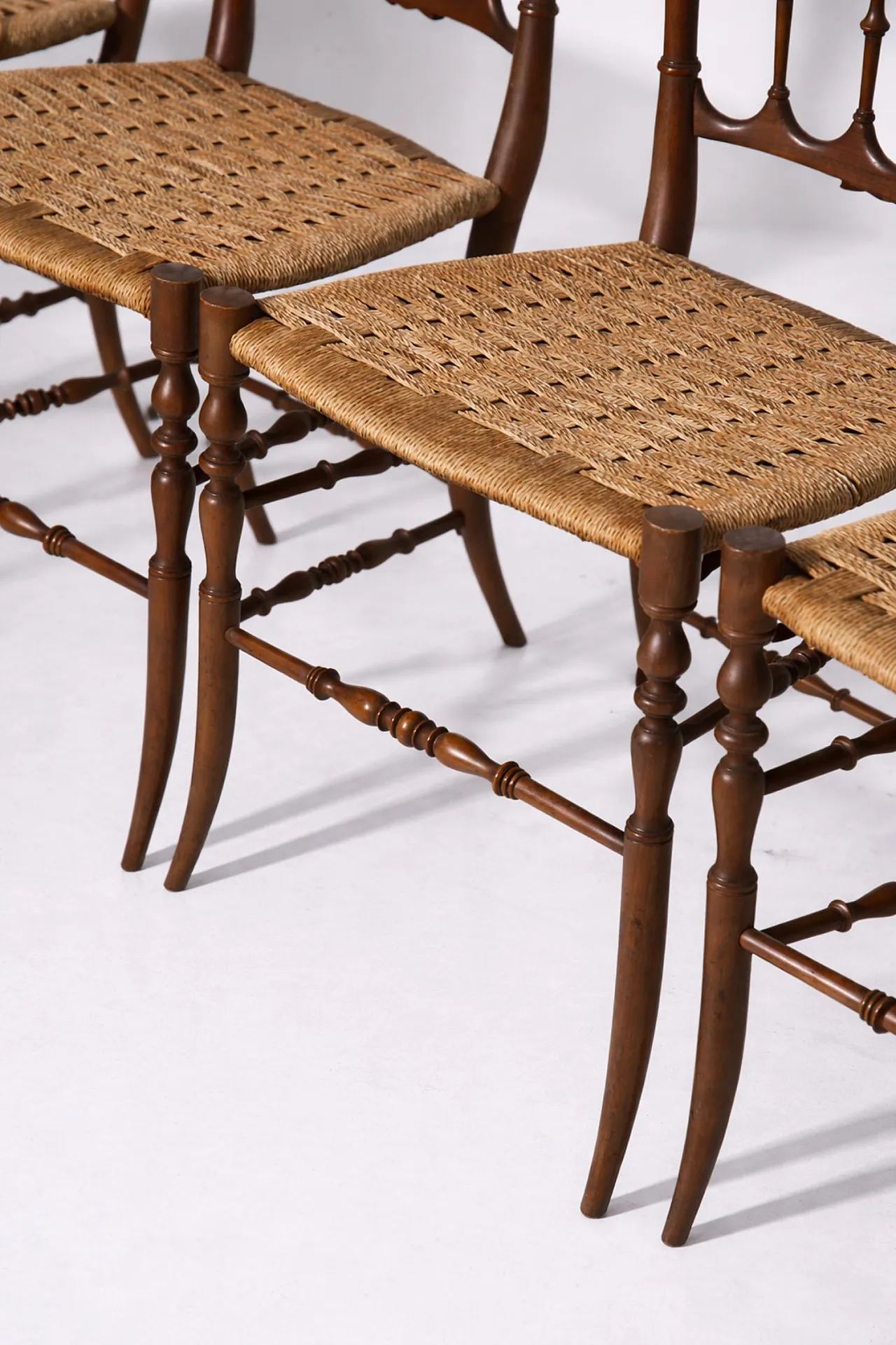 6 Chiavarine Chairs, Umbertine model with rope, mid-20th century 8