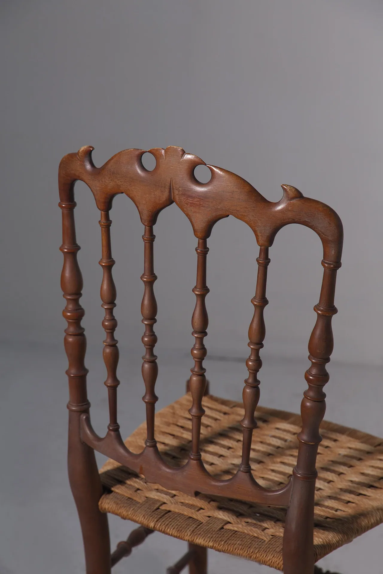 6 Chiavarine Chairs, Umbertine model with rope, mid-20th century 12