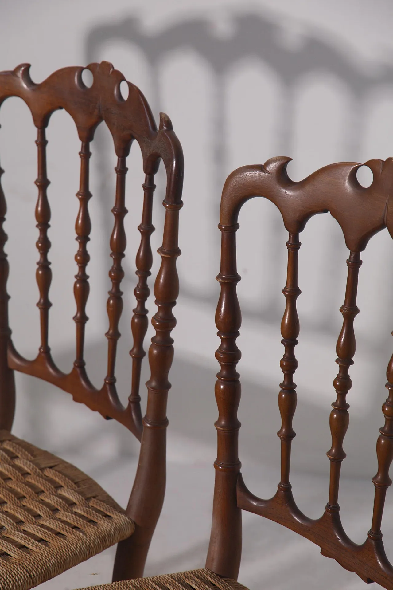 6 Chiavarine Chairs, Umbertine model with rope, mid-20th century 13