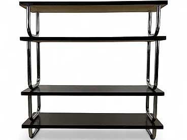 Libreria in acciaio e legno, anni '60