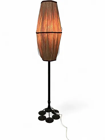 Lampada da terra in ferro e tessuto, anni '40