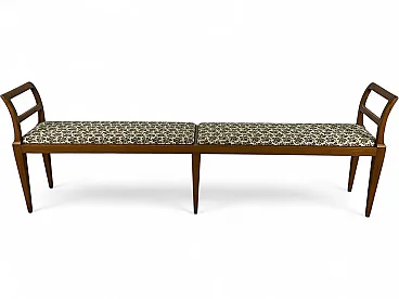 Panchina in legno e tessuto, anni '50