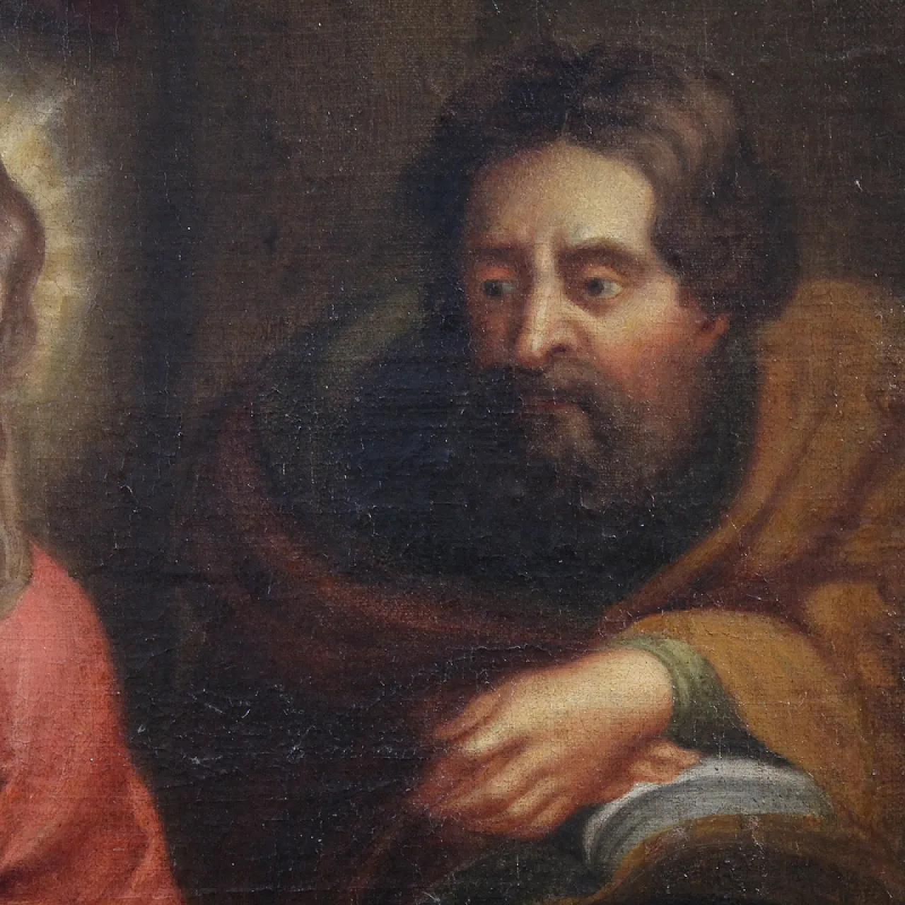 Flemish painting with Holy Family, oil o canvas, 18th century 8
