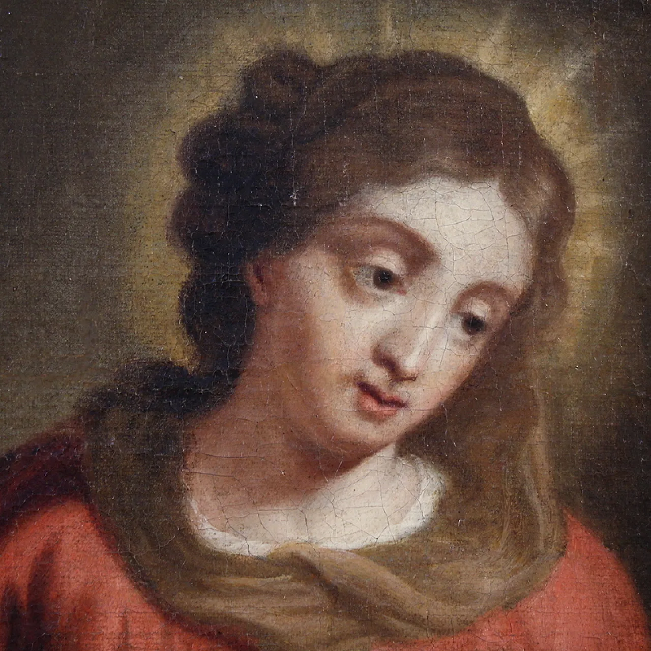 Flemish painting with Holy Family, oil o canvas, 18th century 12