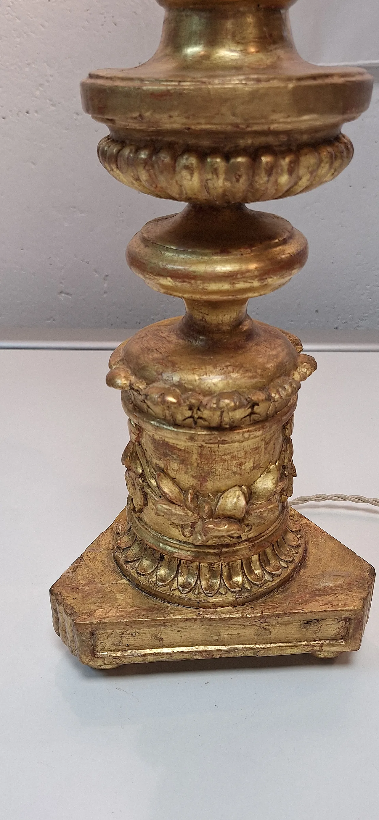 Carved and gilded wooden candelabra, Baroque style, 19th century 3