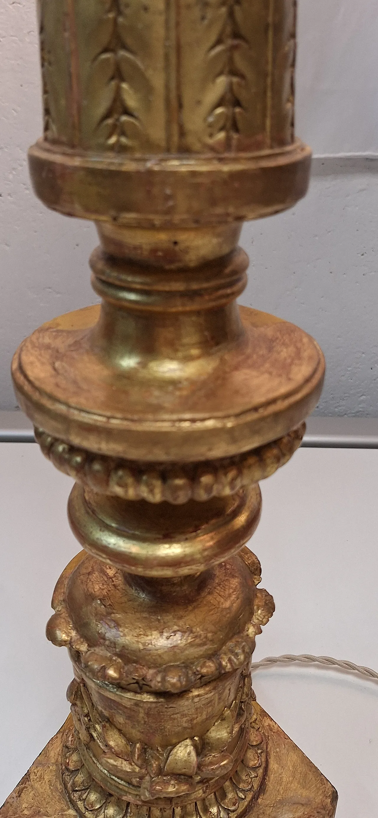 Carved and gilded wooden candelabra, Baroque style, 19th century 4