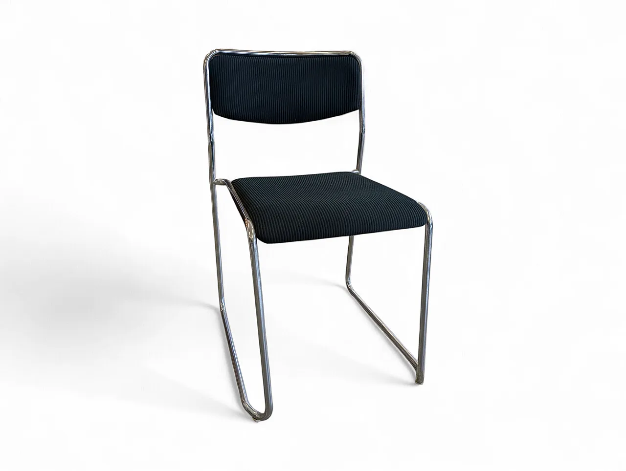 Set of 4 fabric and metal chairs, Italy 1980s 5