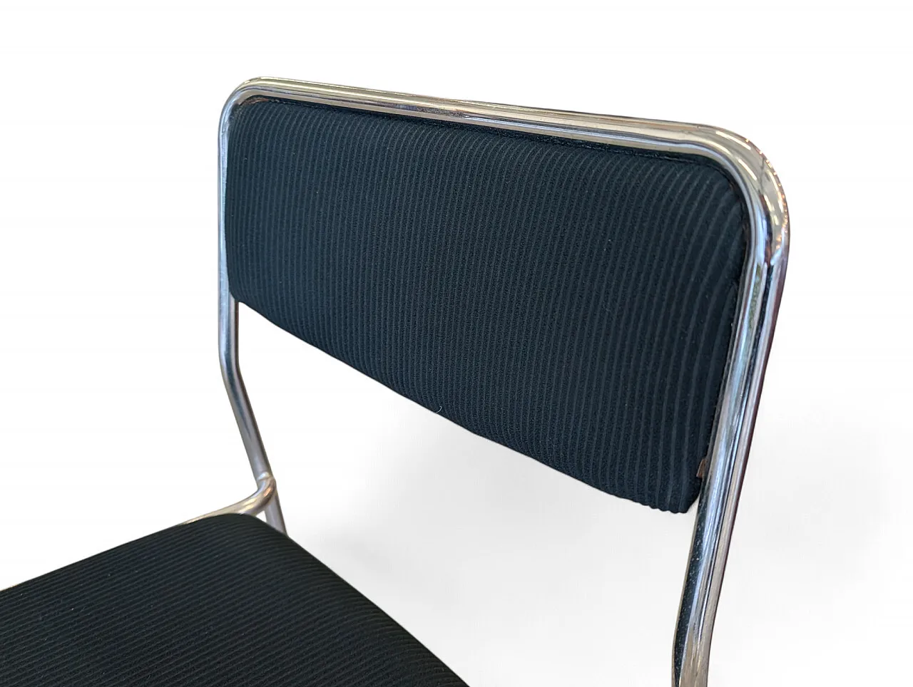 Set of 4 fabric and metal chairs, Italy 1980s 6