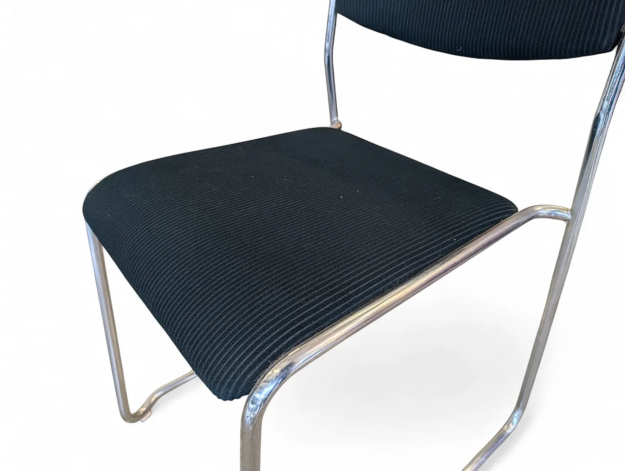 Set of 4 fabric and metal chairs, Italy 1980s 7