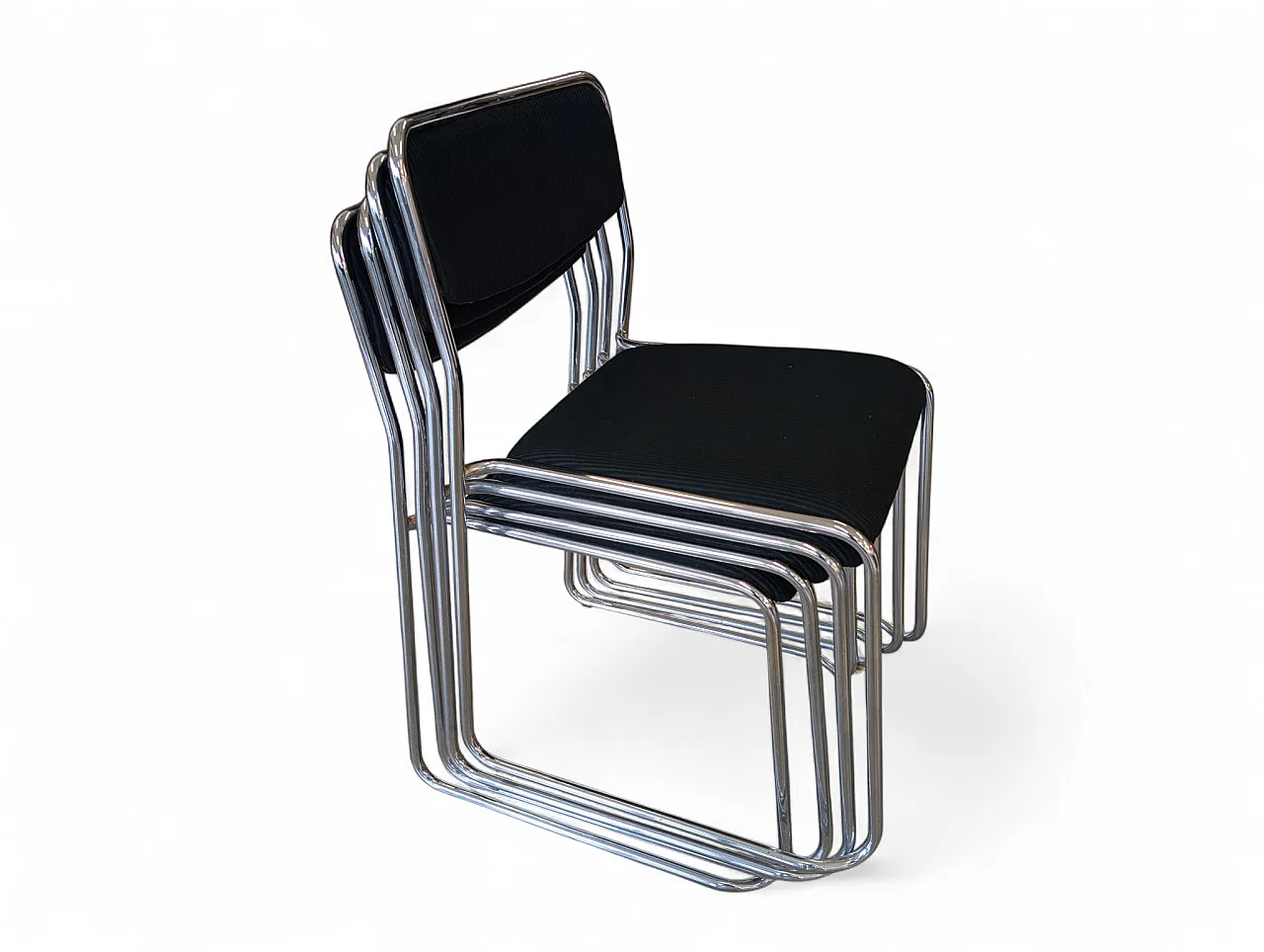 Set of 4 fabric and metal chairs, Italy 1980s 8
