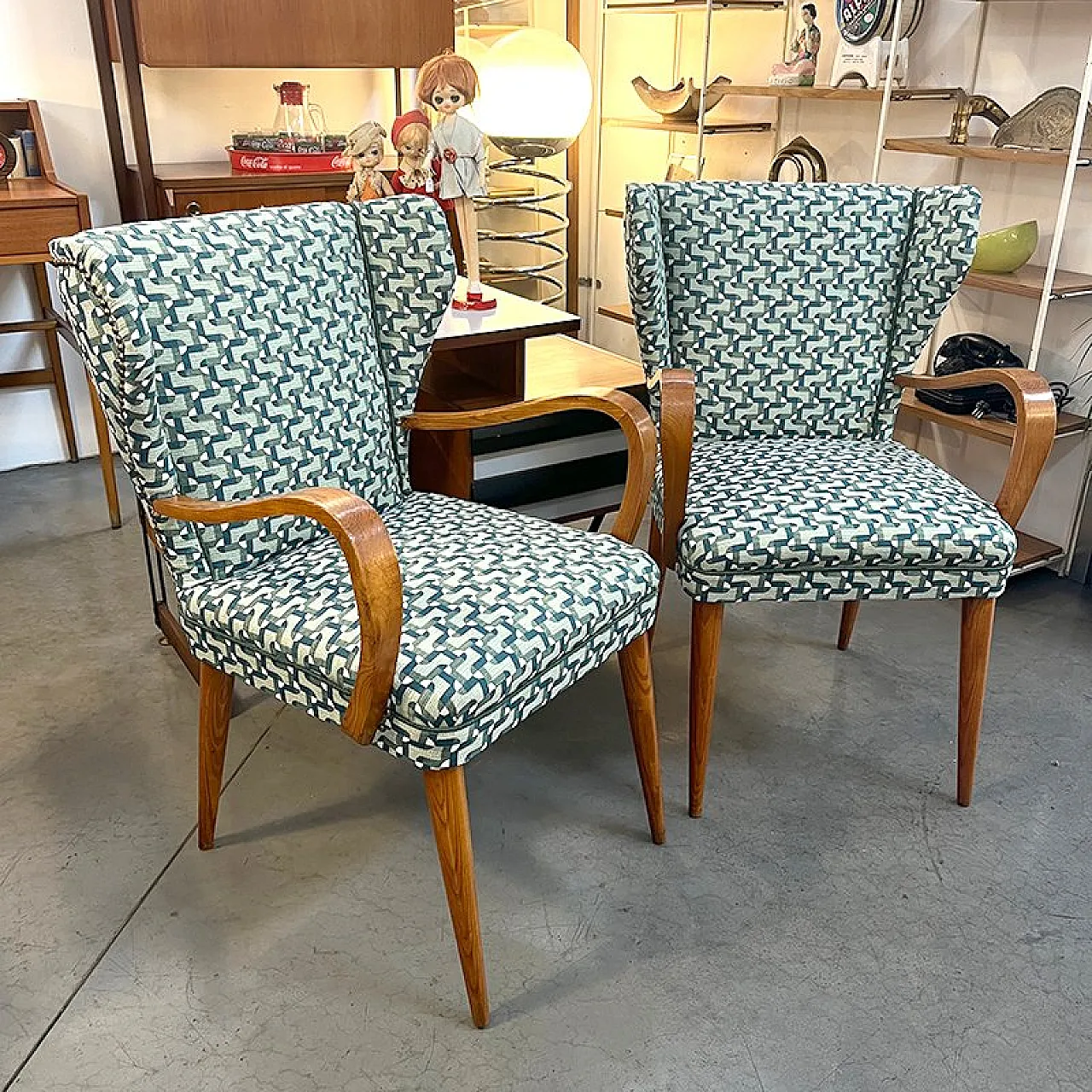 Pair of Bergère armchairs, Italy, 1950s 1