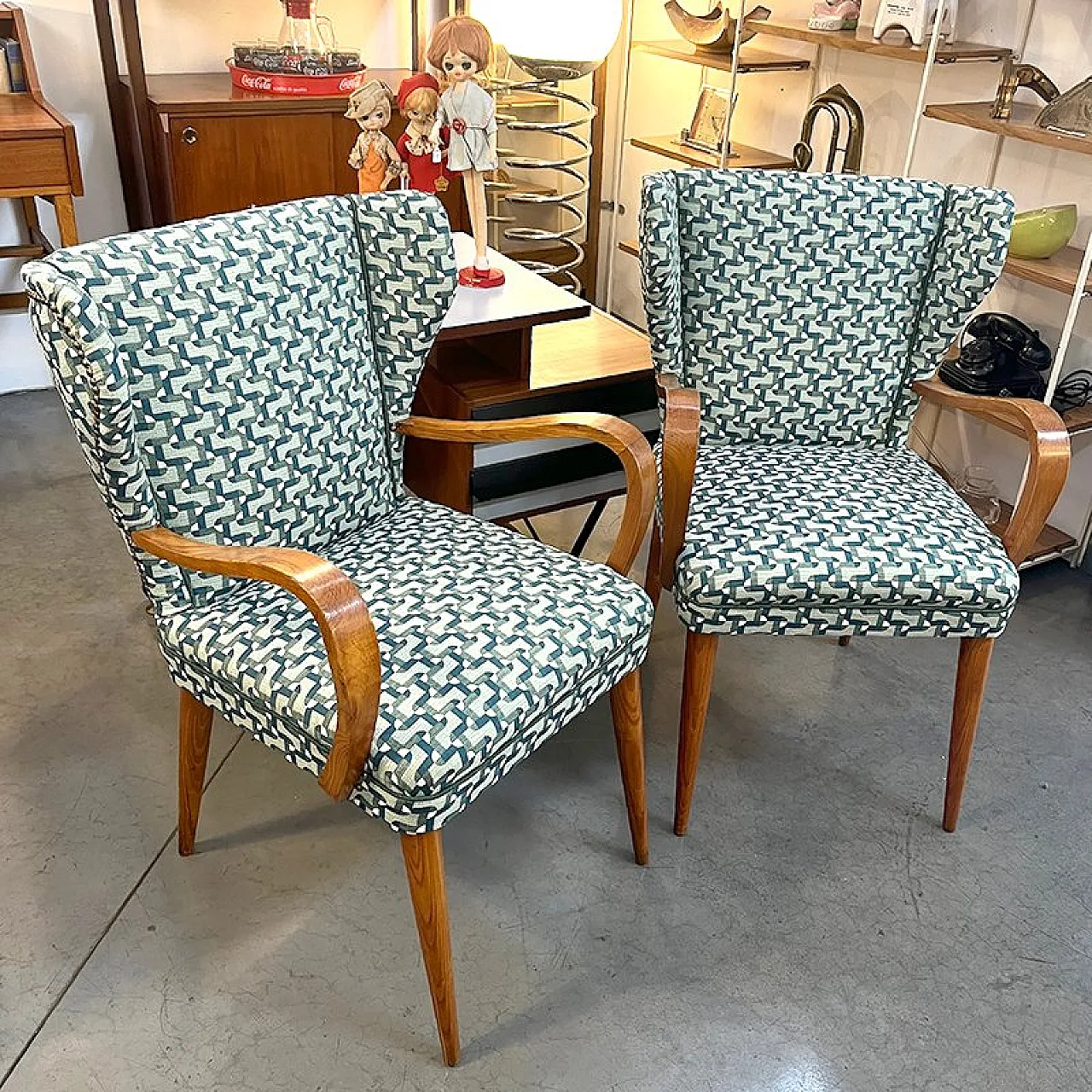 Pair of Bergère armchairs, Italy, 1950s 2