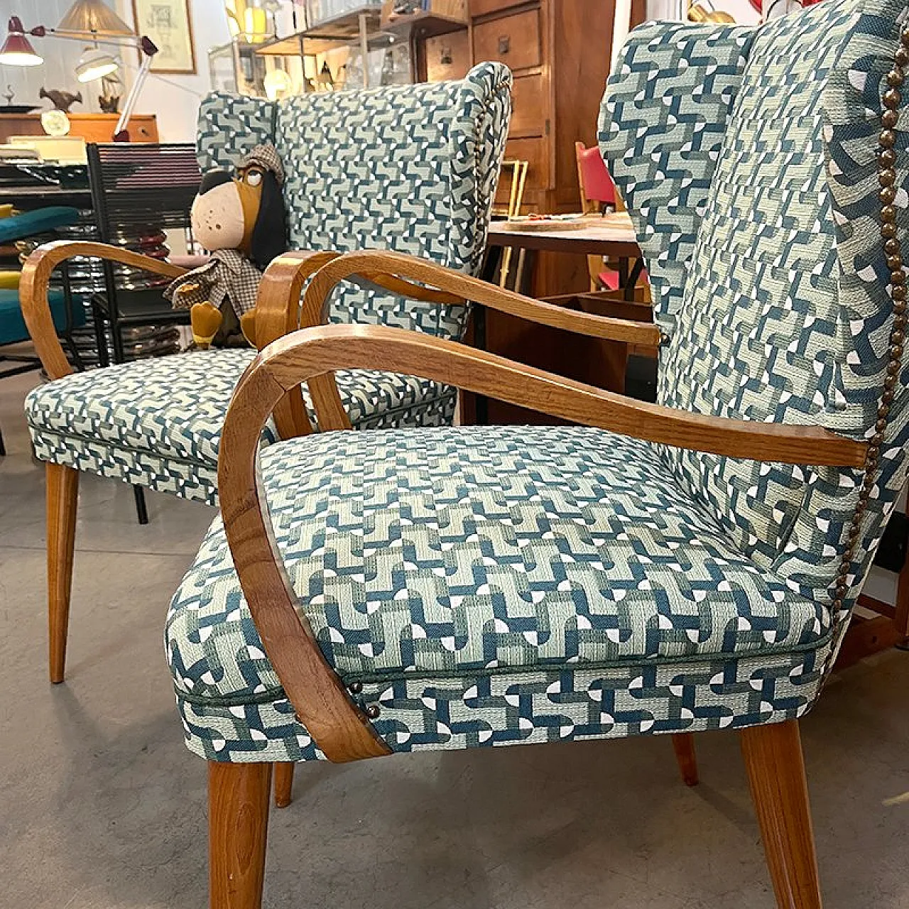 Pair of Bergère armchairs, Italy, 1950s 5